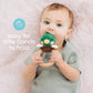 Pearhead Mallard Duck Wooden Baby Teether - Soft Plush Lovey with Natural Wood Rattle Ring, BPA & PVC-Free, Soothes Infant Gums, Multi-Sensory Newborn