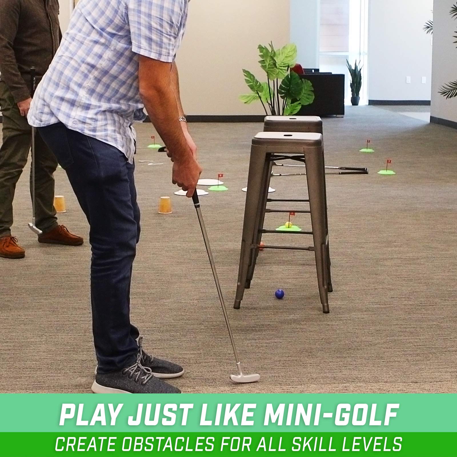 GoSports Pure Putt Challenge Mini Golf Game - Build Your Own Course at Home, The Office or On The Green - Includes 9 Holes, 4 Balls, Dry-Erase