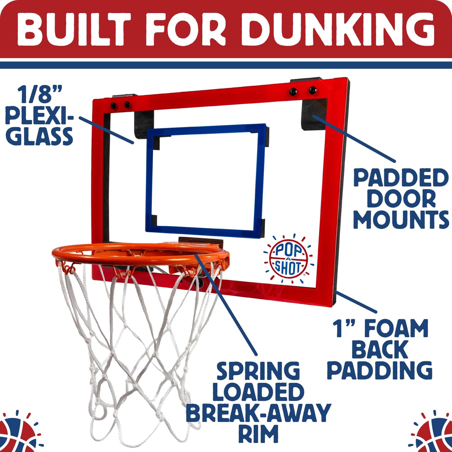 Pop-A-Shot Super Slam | Over the Door Mini Basketball Hoop Built for Dunks
