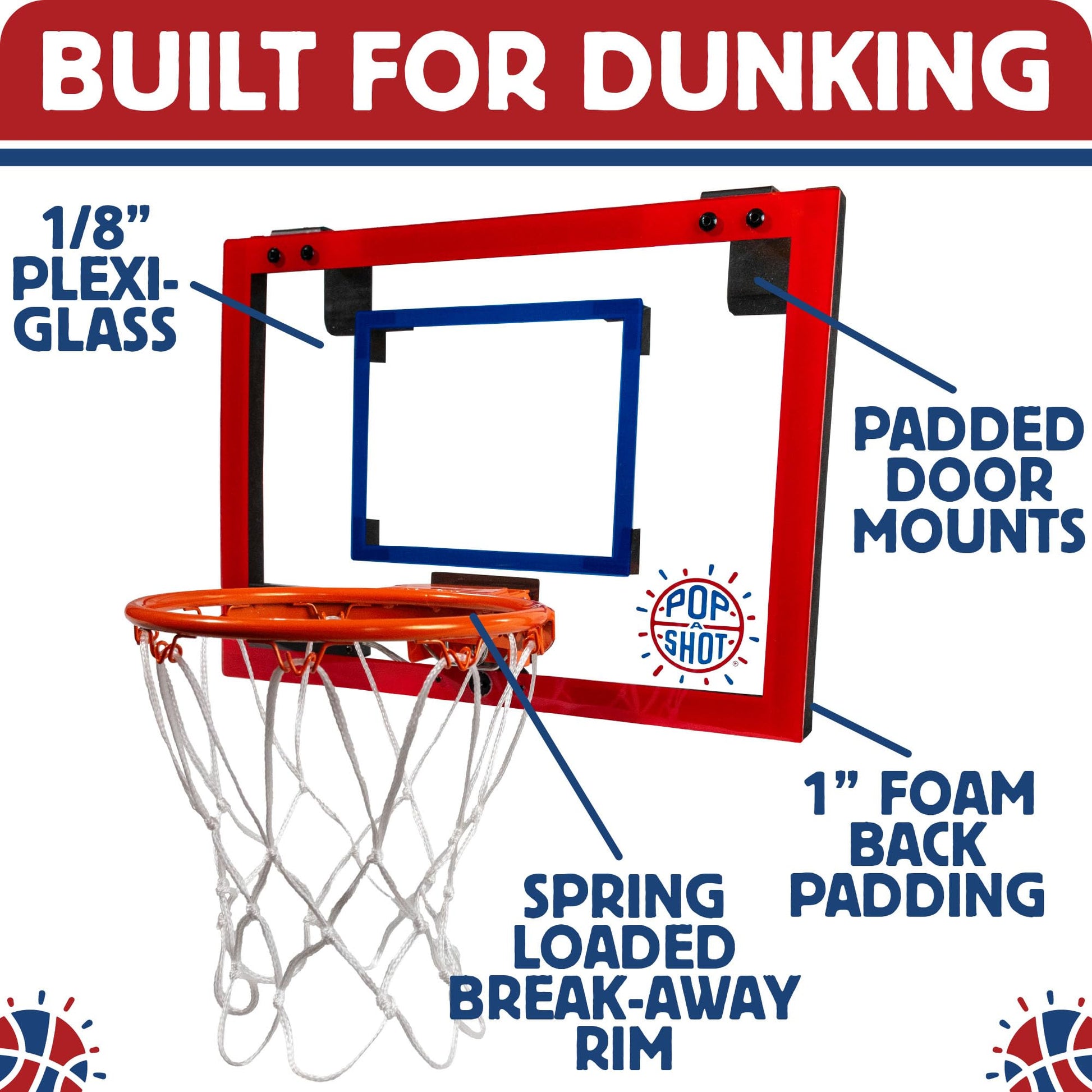 Pop-A-Shot Super Slam | Over the Door Mini Basketball Hoop Built for Dunks