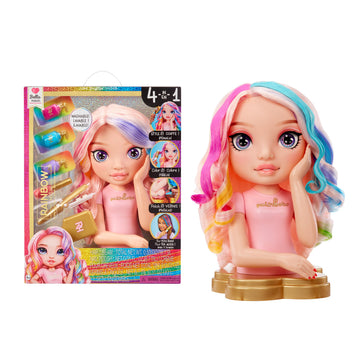 Rainbow High Styling Head - 33cm Bella - 4-in-1 Playset with Washable Hair Cream, Nail Polish, Brush and Hair Colouring Tools, Style, Colour