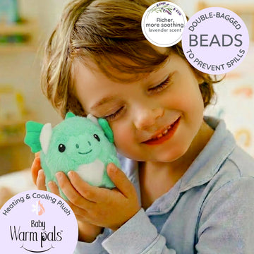 Warm Pals Baby Dragon, Small 4x7 Microwavable Comfort, Heated Plushie for Warmth, Calming Anxiety, Relaxing Bedtime Snuggles and Cozy Toys for Kids