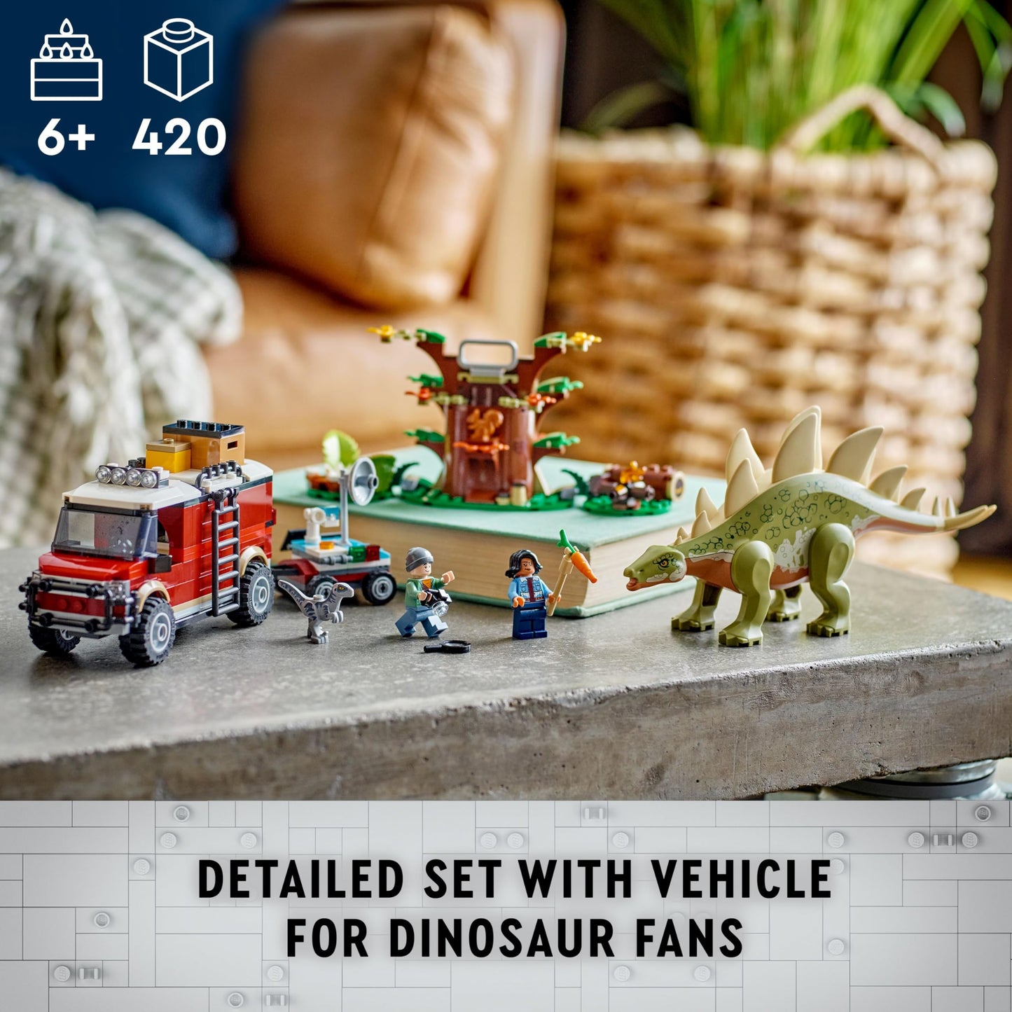 LEGO Jurassic World Dinosaur Missions: Stegosaurus Discovery Building Set - Dinosaur Toys Pretend Play Set with 2 Minifigures for Boys & Girls, Ages