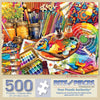 Bits and Pieces 500 Piece Puzzles for Adults - Art Studio - Large 18" x 24" Jigsaw Puzzles 500 Pieces Colorful Art Supplies, No 2 Pieces Alike