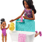 Barbie Skipper Babysitters, Inc. Playset with Bathtub, Babysitting Skipper Doll and Small Toddler Doll with Button to Move Arms and Splash, Plus