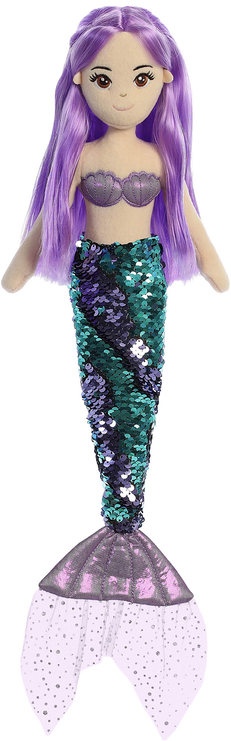 Aurora® Enchanting Sea Sparkles™ Sequin Sparkles™ Jenna Stuffed Doll - Imaginative Play with Magical Companions - Perfect for Kid's Birthdays
