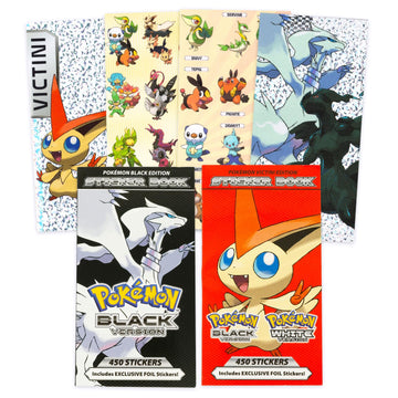 Bulk Pokemon Stickers for Kids Set - Bundle with 900+ Stickers in 2 Black White Books Featuring Oshawott, Victini, Reshiram, Zekrom, More | Pokemon