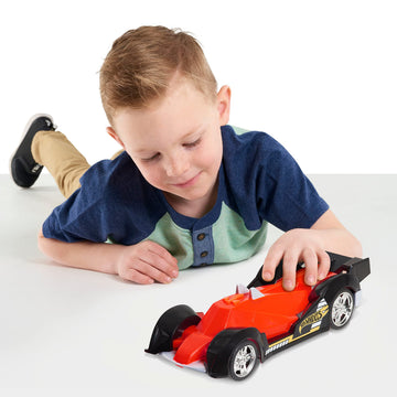 Hot Wheels Color Crashers Hi-Tech Missile Vehicle, 10-Inch Red Motorized Toy Car with Lights and Realistic Racing Sounds, Kids Toys for Ages 3 Up by
