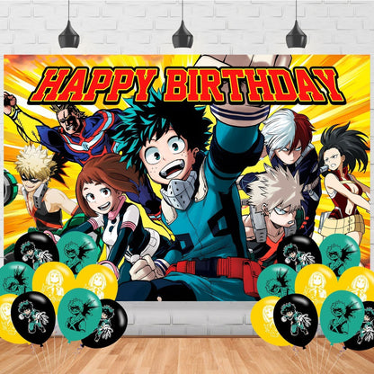 Academia My Hero Party Supplies - 5x3FT Backdrop & Banner for Boys & Girls' Academia Theme Birthday Party Decoration