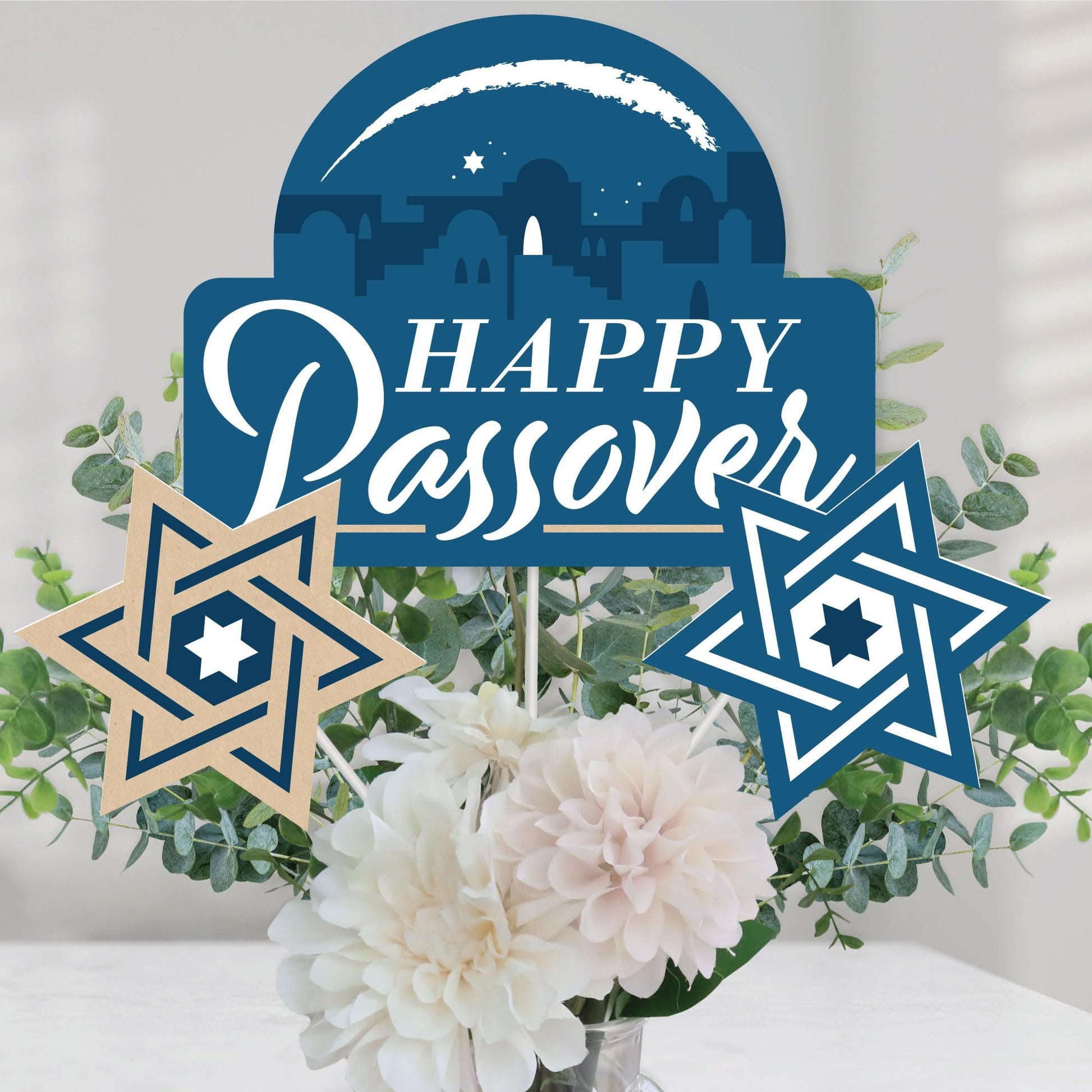 Big Dot of Happiness Happy Passover - Pesach Jewish Holiday Party Centerpiece Sticks - Table Toppers - Set of 15