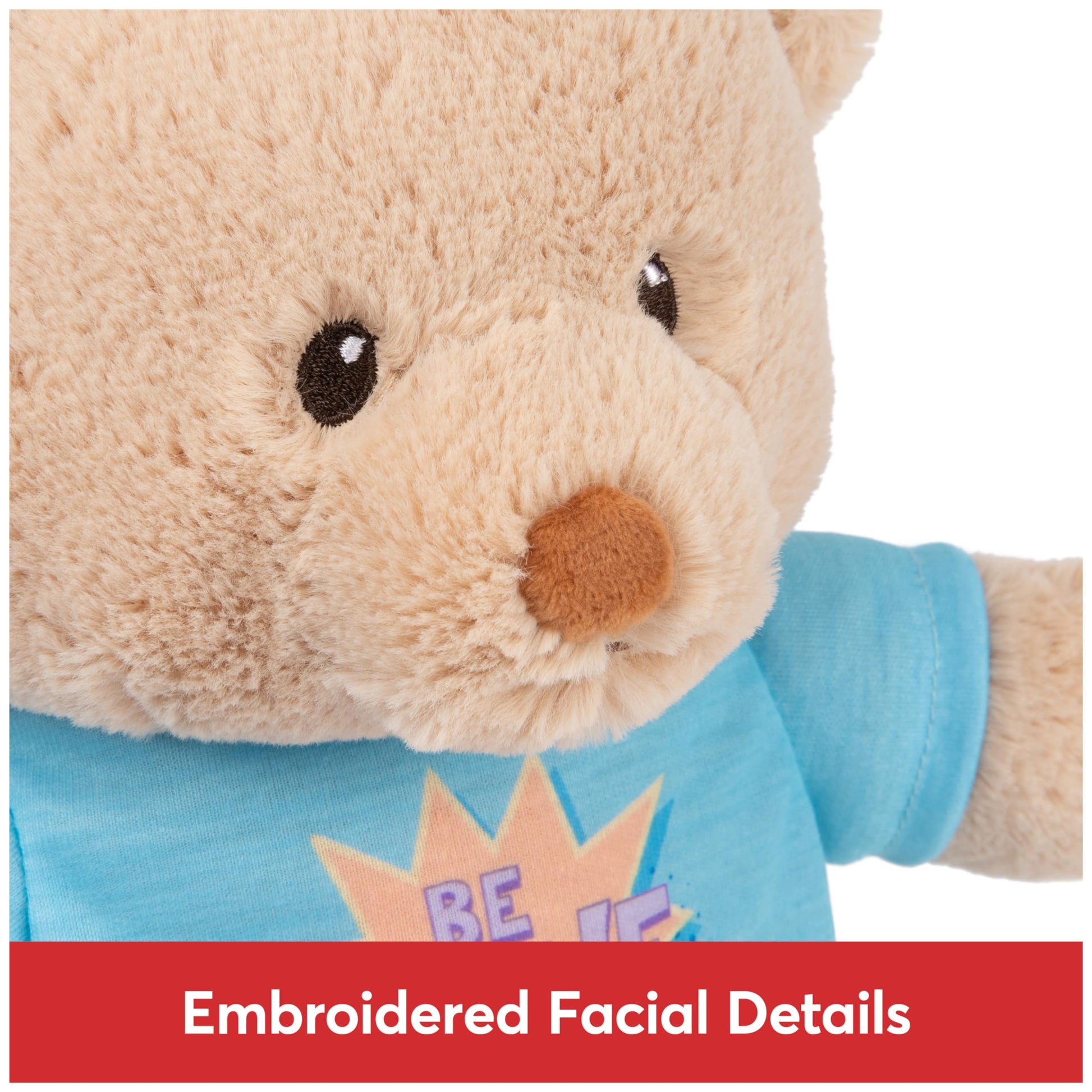 GUND Sustainably Soft “Be Brave” 12-Inch Bear with Blue T-Shirt, Ages 0+