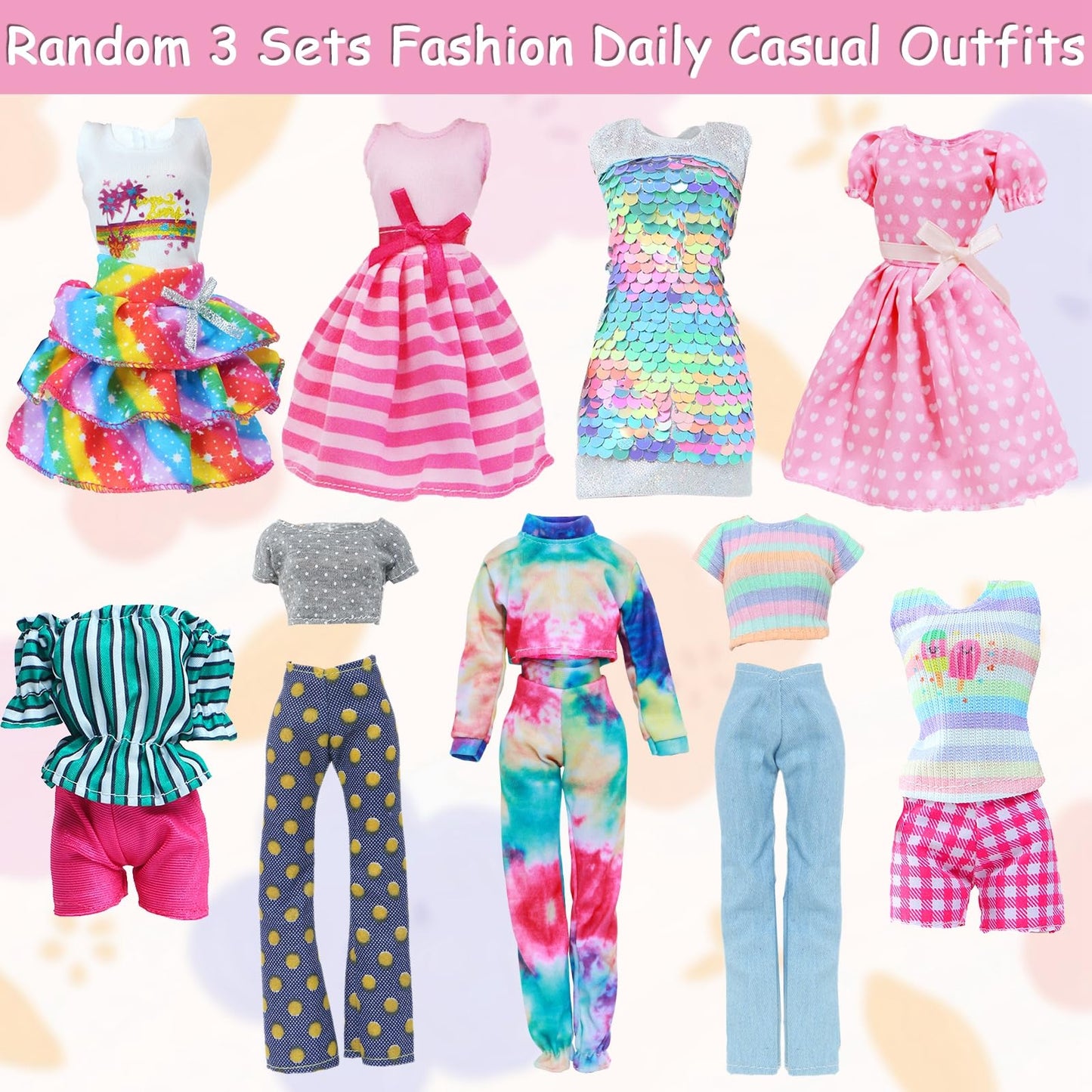 43Pcs Doll Clothes and Accessories Pack for 11.5 inch Girl Doll