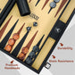 Vovotuzzi 15 Inch Backgammon Set for Adults, Premium Carbon Fiber PU Leather Foldable Backgammon Board Game, Portable Travel Classic Board Game