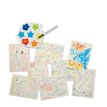 Crocodile Creek Ocean Adventure Watercolor Magic Paint Set for Kids Ages 6 and Up - Includes 8 Water-Reveal Scenes, 8 Mess-Free Painting Palettes,