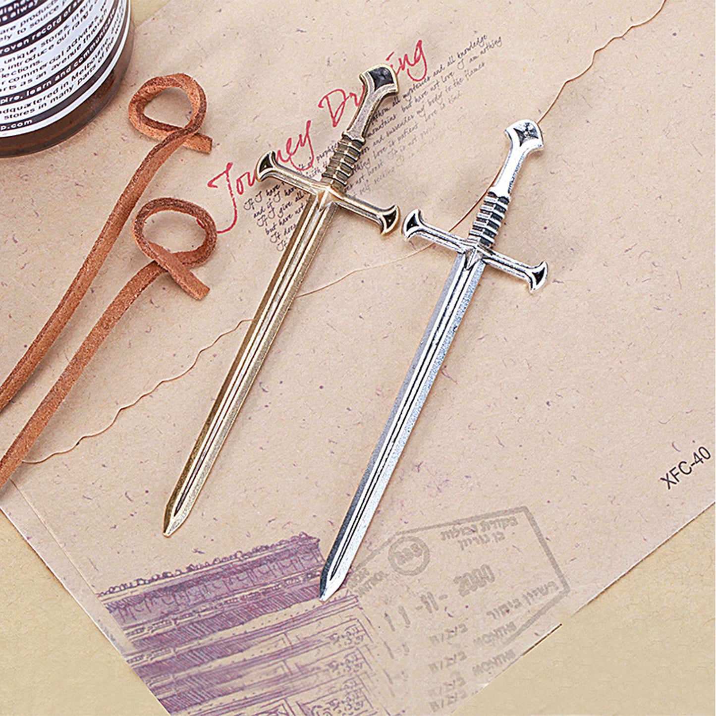 Movie Game Theme Party Holy Communion Cake Topper Alloy Paladin Cross Long Sword Anime Peripheral Game Accessories Bronze 10Pcs and White Silver 10Pcs