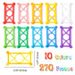 RAINBOW TOYFROG Snap-N-Twist Building Blocks - 270 Piece Set of Flexible Interlocking Math Manipulatives - Open Ended STEM Toys for 5 to 12 Year Old