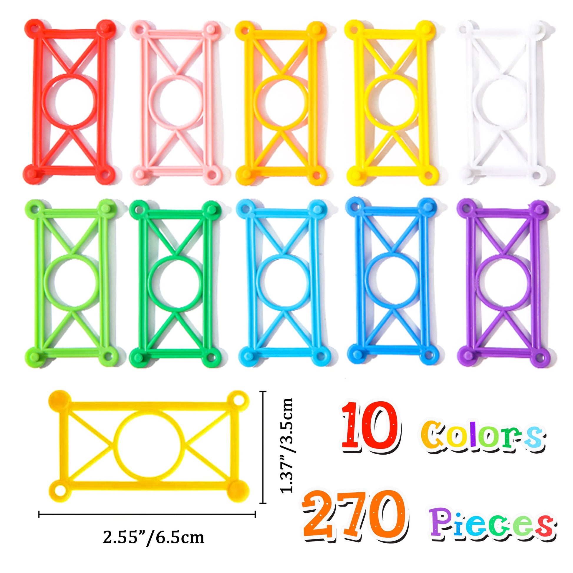 RAINBOW TOYFROG Snap-N-Twist Building Blocks - 270 Piece Set of Flexible Interlocking Math Manipulatives - Open Ended STEM Toys for 5 to 12 Year Old