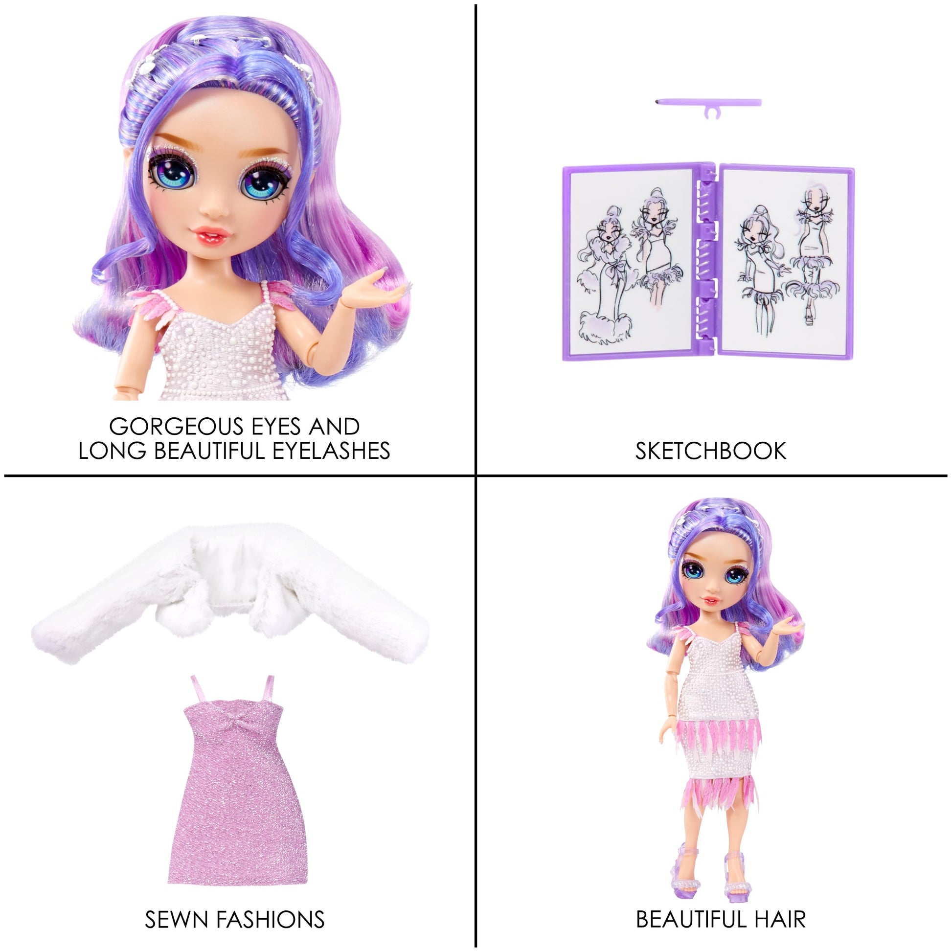 Rainbow High Fantastic Fashion Violet Willow - Purple 11” Fashion Doll and Playset with 2 Complete Doll Outfits, and Fashion Play Accessories, for