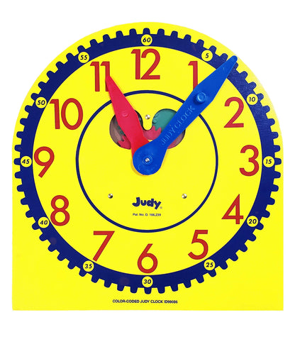 Carson Dellosa 13" x 12" Judy Clock, Learn to Tell Time with Color Coded Clock Hands, Analog Time Telling for Kids, Hands-On Learning Education