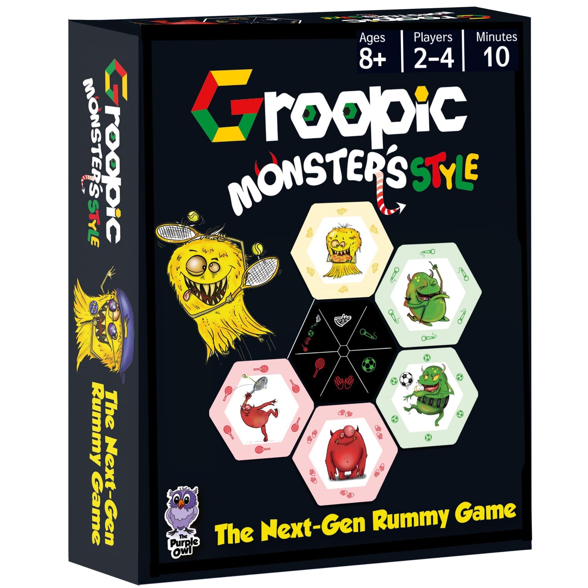 Groopic Monster's Style - Award-Winning and Fun Twist on The Beloved Rummy Game. Board Games for Kids 8-12 & Families, Innovative Rummy Card Game Set
