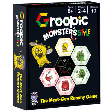 Groopic Monster's Style - Award-Winning and Fun Twist on The Beloved Rummy Game. Board Games for Kids 8-12 & Families, Innovative Rummy Card Game Set