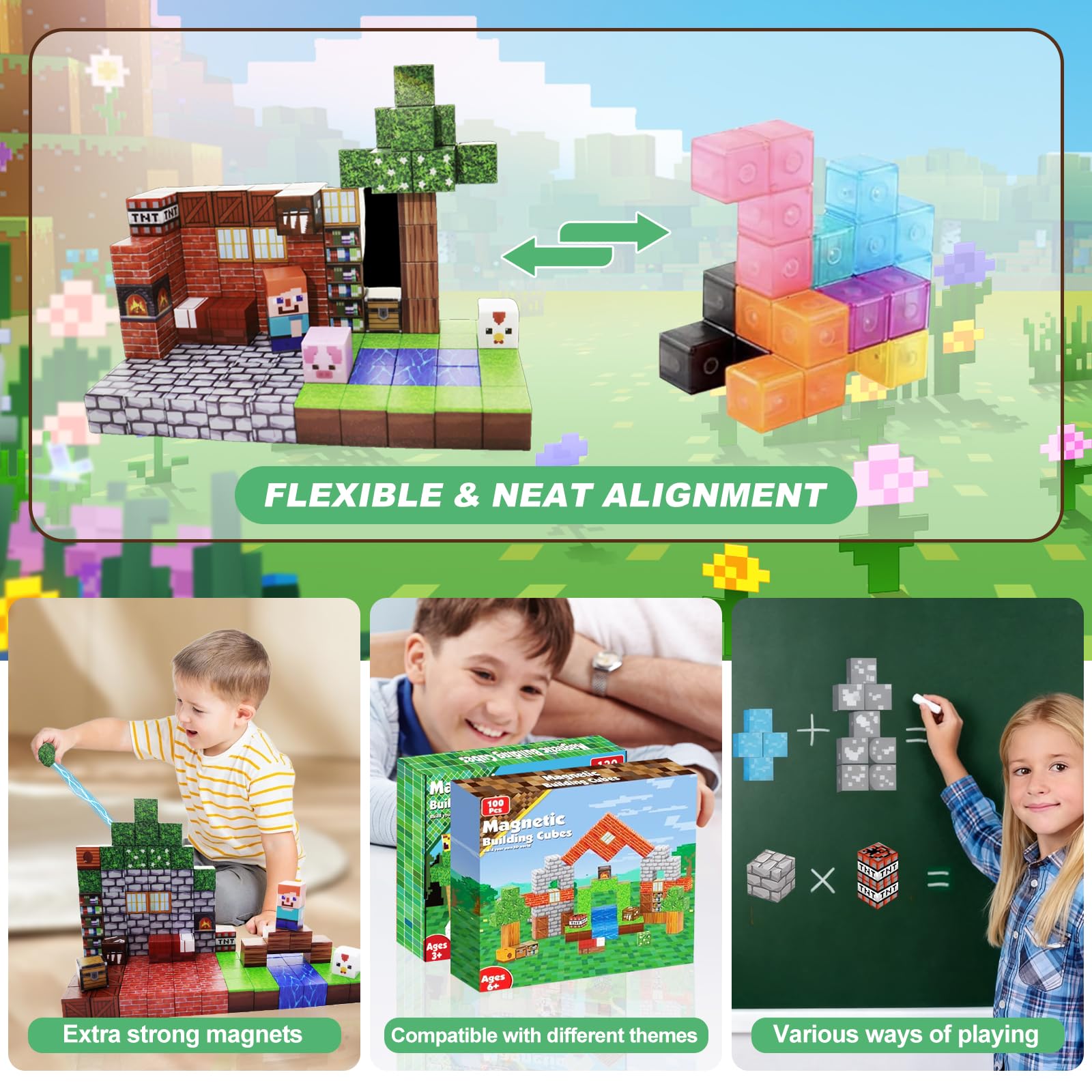 HYWEIQING Magnetic Building Blocks, 0.8'' 100PCS Magnetic Cubes