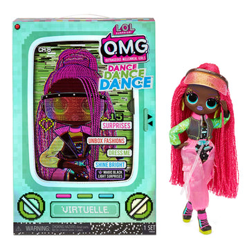 LOL Surprise OMG Dance Dance Virtuelle Fashion Doll With 15 Surprises, Designer Clothes, Magic Blacklight, Accessories, Shoes, Doll Stand, and TV