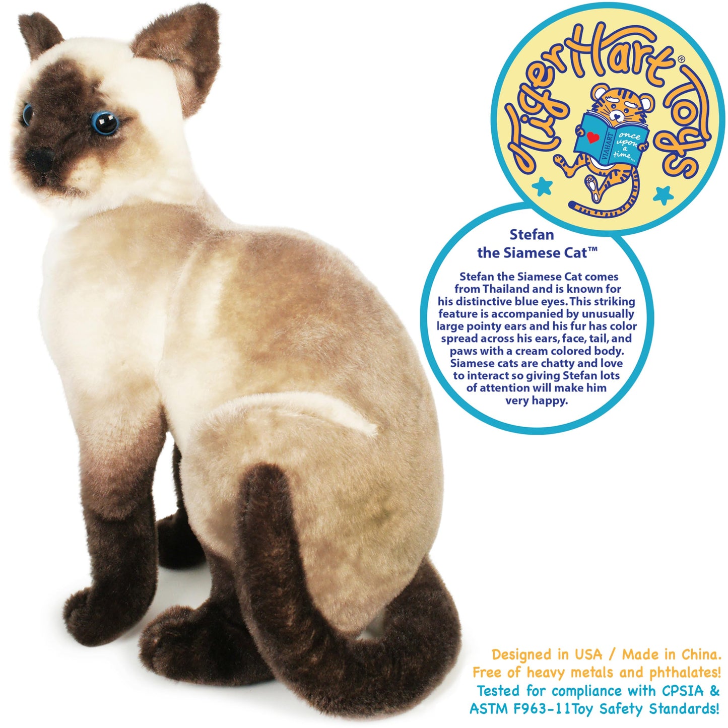 TigerHart Stefan The Siamese Cat - 14 Inch Stuffed Animal Plush