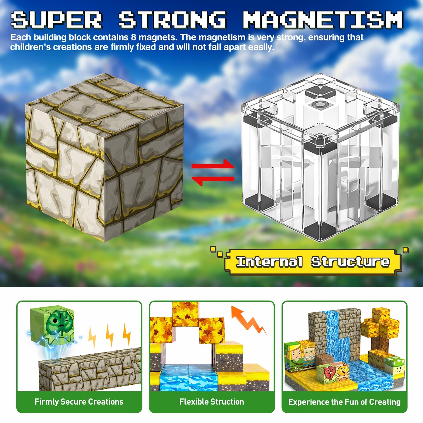 Magnetic Building Blocks for BOTW Fans, Koroks Magnet Cubes Blocks for Kids 5-7, STEM Building Game Sensory Outdoor Toys Christmas Birthday Gift