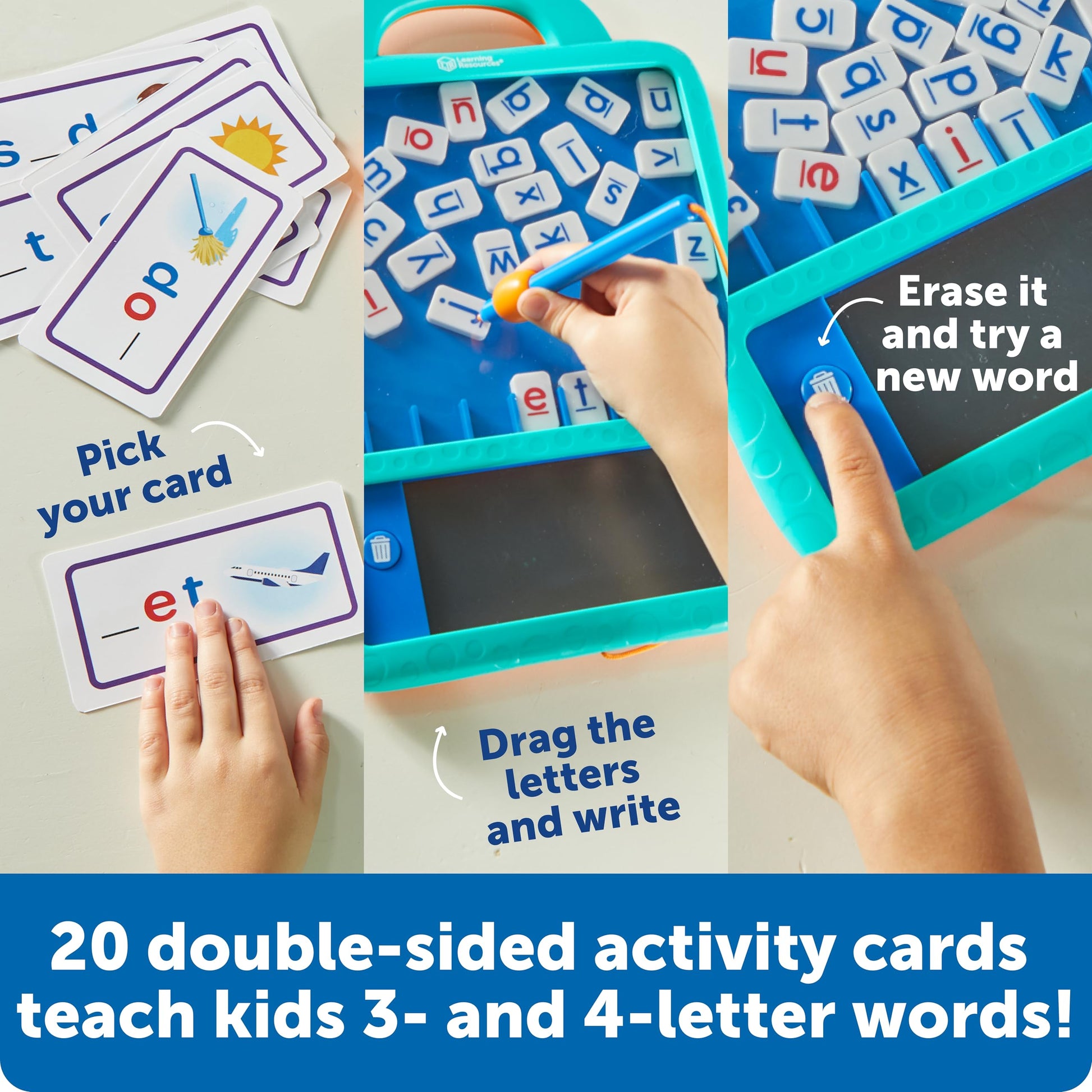 Learning Resources Skill Builders Magnetic Word Builder, Learn to Read, Phonetic Alphabet, Puzzle Board, ABC Kids Games, Sensory Board For Kids, Fine