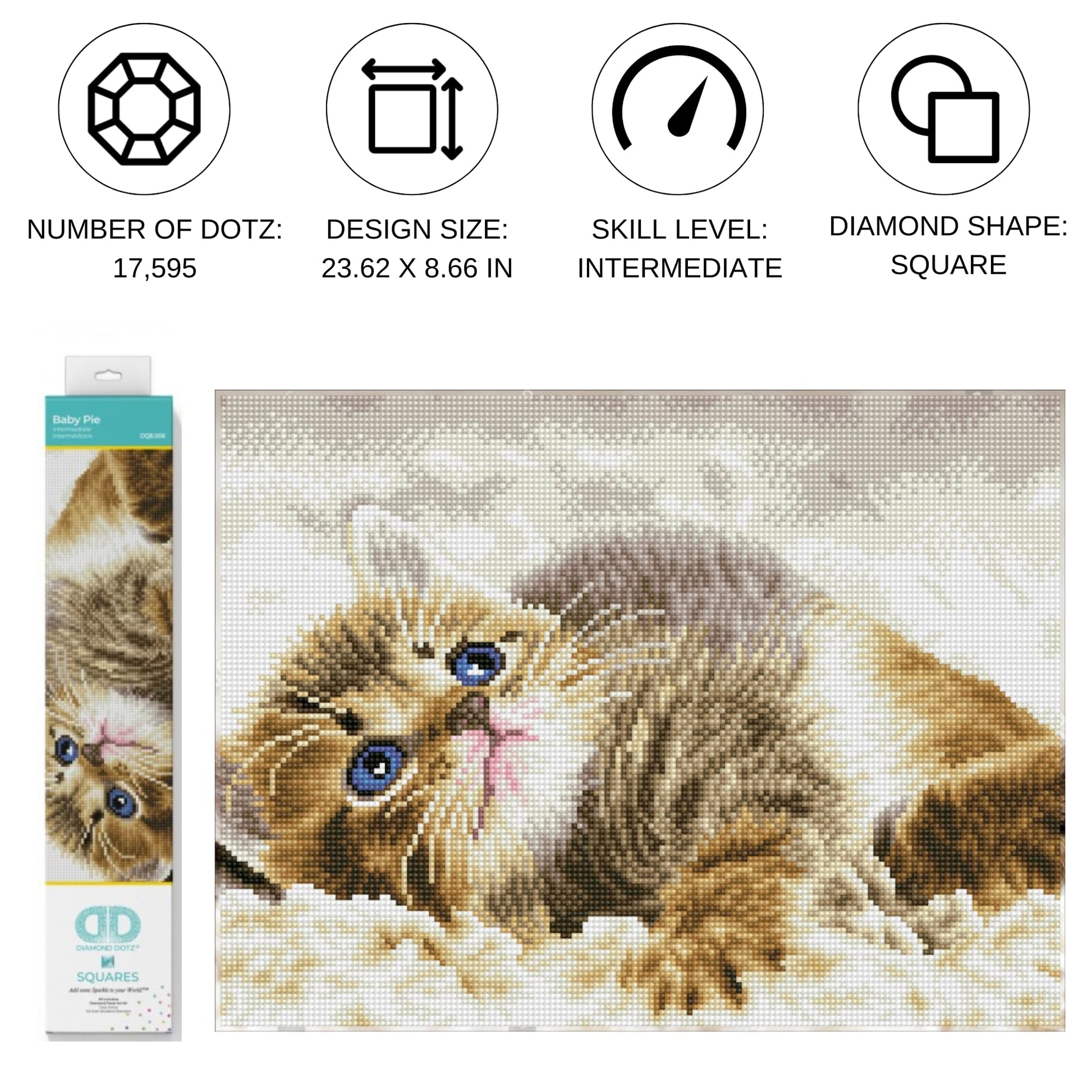 DIAMOND DOTZ Baby Pie Cat Diamond Painting Kits for Adults - Diamond Art Kits a Relaxing Creative Craft Kit with Dotz Gems 12.2"x16.1"