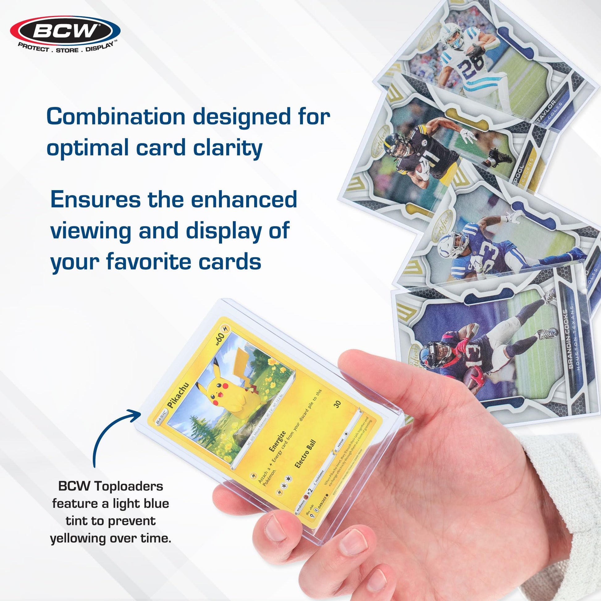 BCW Card Sleeves and Toploaders for Card Combo - 200 Count | Top Loaders and Acid-Free Penny Sleeves | Great for Football, Magic: The Gathering