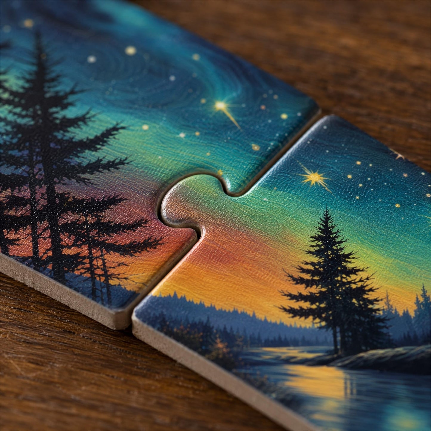 1000 Piece Wooden Jigsaw Puzzles for Adults - Northern Lights Forest