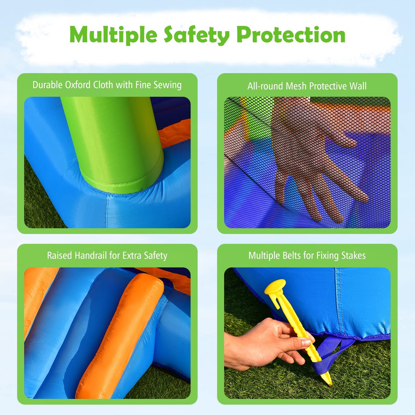 JIMUOO Inflatable Bounce House, Kids Bounce Castle Outside, Jumping Castle Bouncer w/Slide, Large Jumping Area, 2-in-1 Bouncy House for Toddler, Kids