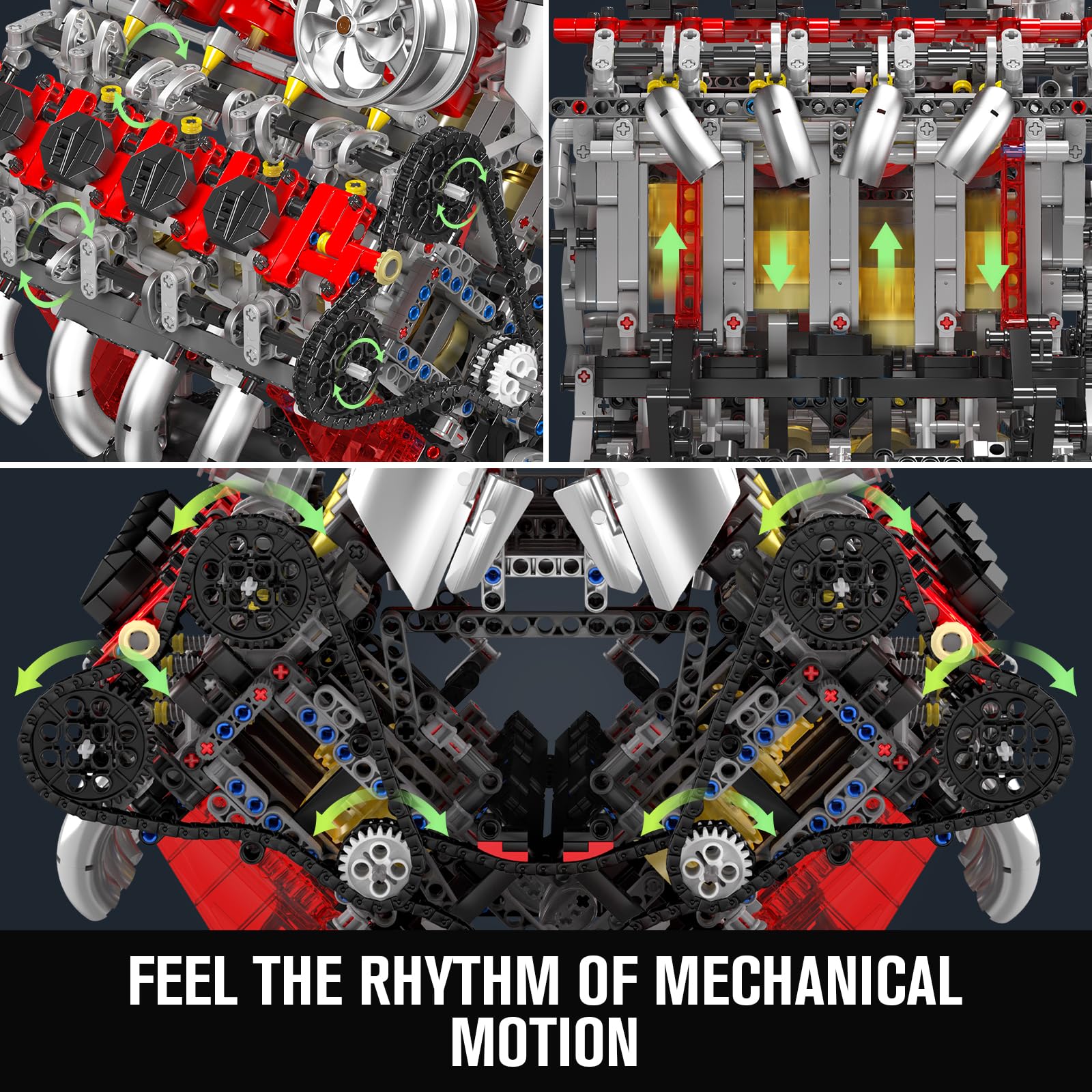 Mould King 10130 V8 Engine Model kit that Runs, Build Your Own Cars Combustion Battery/Motor Blocks Sets, STEM Toy Gift for Adults 14+ Teens