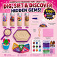 Kids Jewelry Making Kit - Treasure Hunt Dig Craft Kit - Make Bracelets & Necklaces - 1,300+ Beads, Gems & Shells - Sorting Trays, Tools & Color Guide