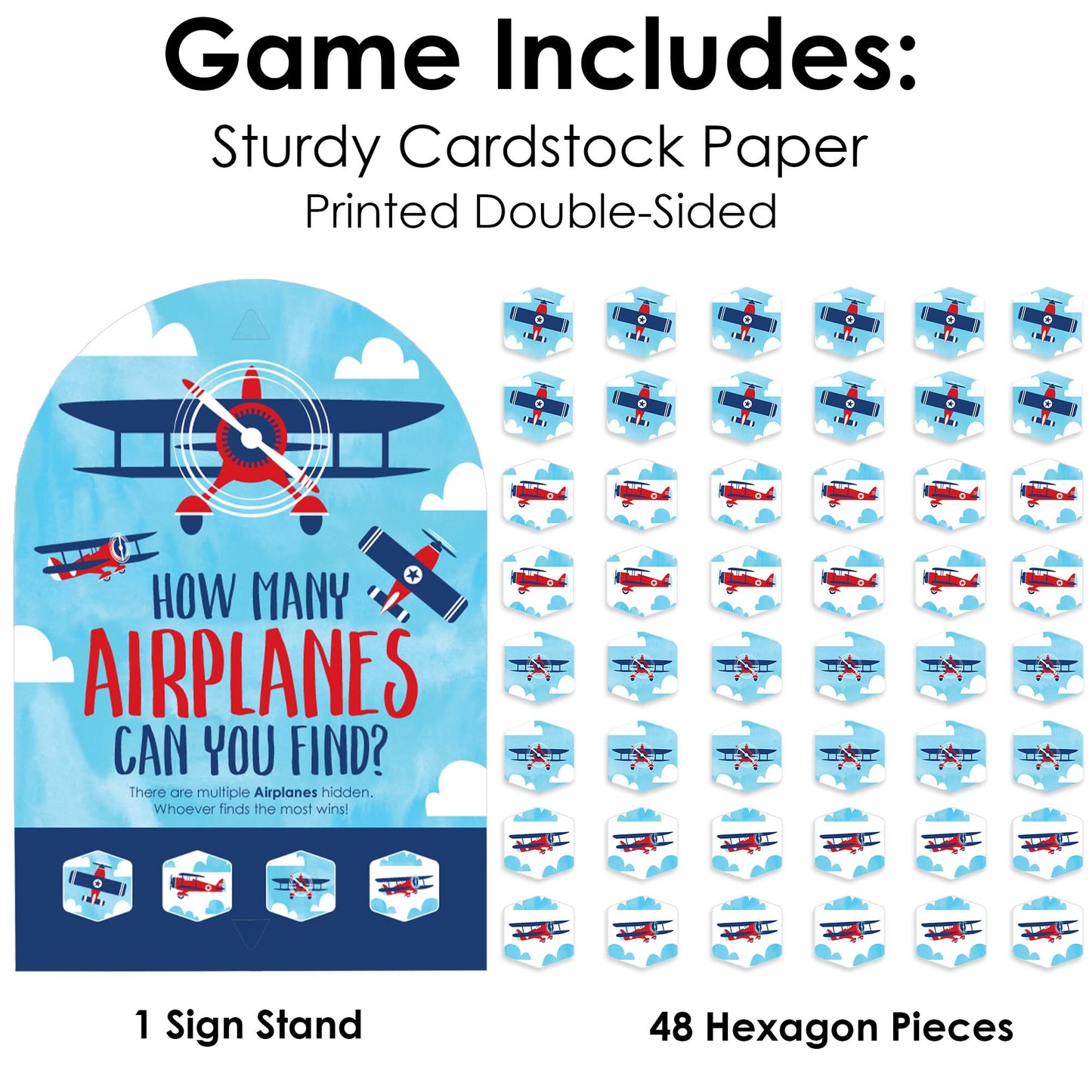 Big Dot of Happiness Taking Flight - Airplane - Vintage Plane Baby Shower or Birthday Party Scavenger Hunt - 1 Stand and 48 Game Pieces - Hide