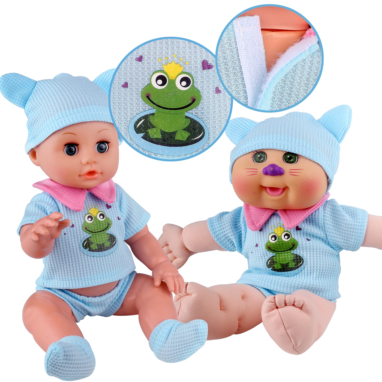 6pcs for 9-10-11 Inch Baby Doll Clothes Outfits Reborn Newborn Costumes with Bear Doll Birthday Xmas Present