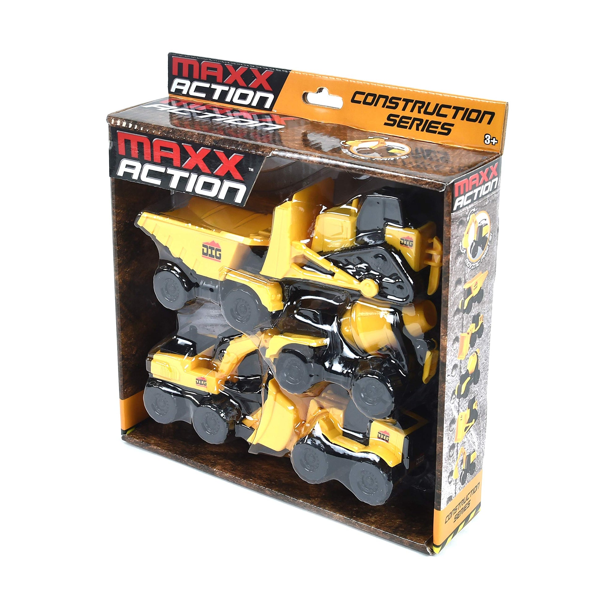 Micro Mini Construction Vehicles - Set of 5 Toy Cars and Trucks for Kids | Sensory Bin for Boys | Excavator Bulldozer Dump Truck Cement Mixer | Free