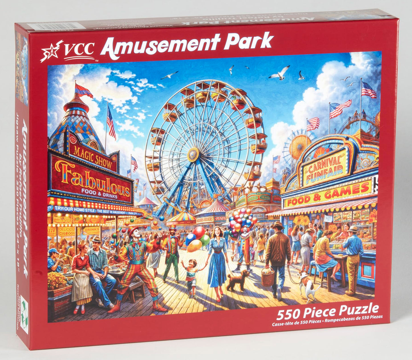 Vermont Christmas Company Amusement Park Jigsaw Puzzle 550 Piece - Large Pieces - Fully Interlocking & Randomly Shaped - 24" x 18"