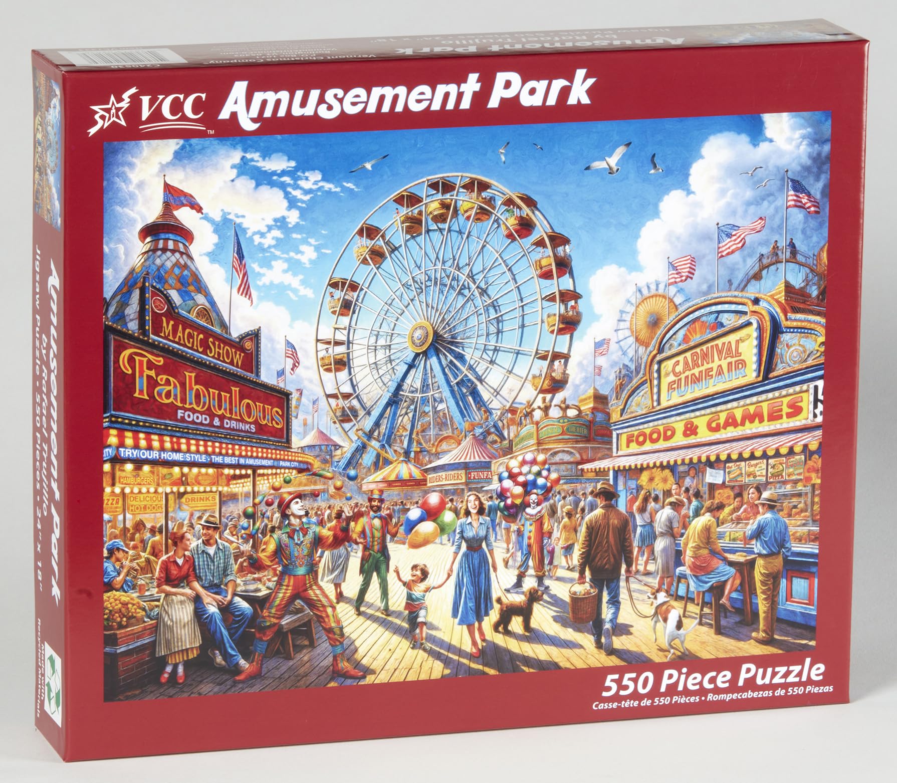 Vermont Christmas Company Amusement Park Jigsaw Puzzle 550 Piece - Large Pieces - Fully Interlocking & Randomly Shaped - 24" x 18"