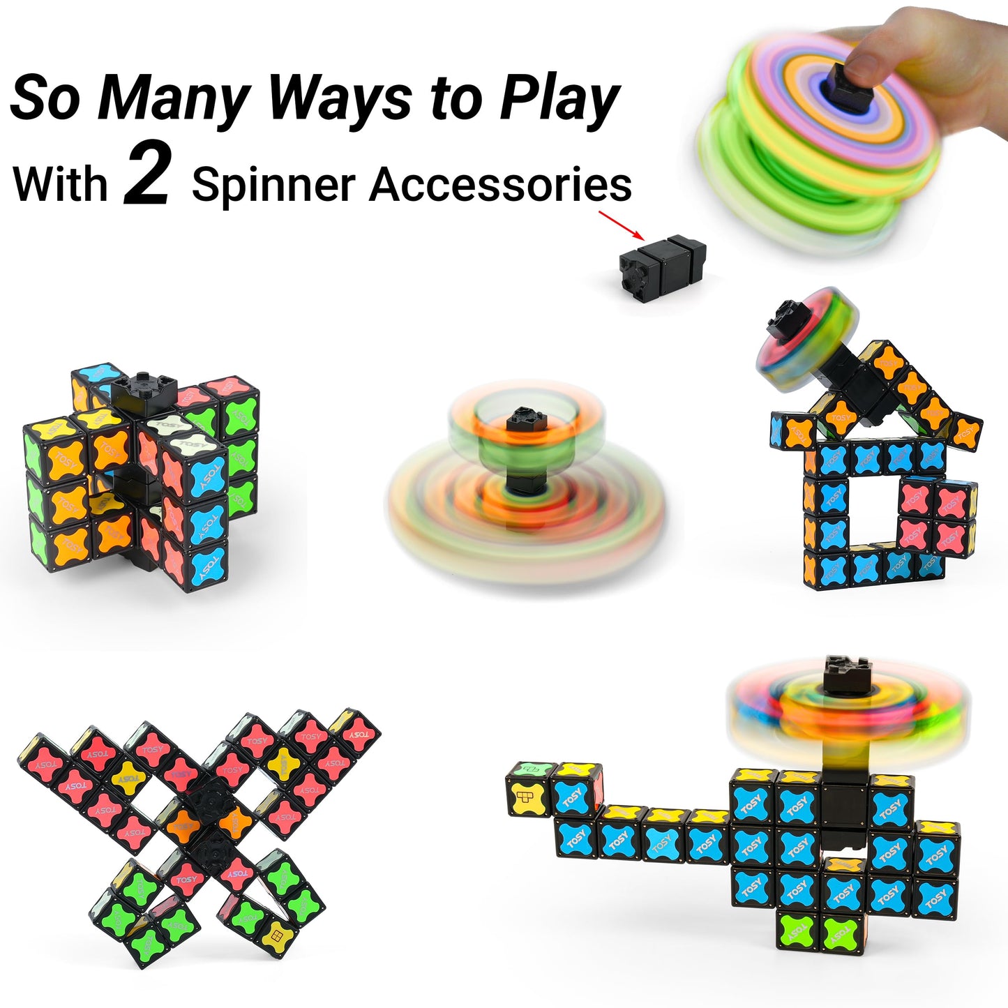TOSY Magnet Cube 3x3 - 240 Magnets, 30 Blocks, 7in1 Toy: Puzzle Cube Game, Creative Building Blocks, Transformable Fidget Spinner, Infinity Cube