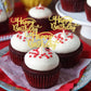Rsstarxi 24 Pack Happy Birthday Cupcake Toppers Gold Glitter Birthday Cupcake Food Picks for Celebrating Happy Birthday Party Cake Decorations