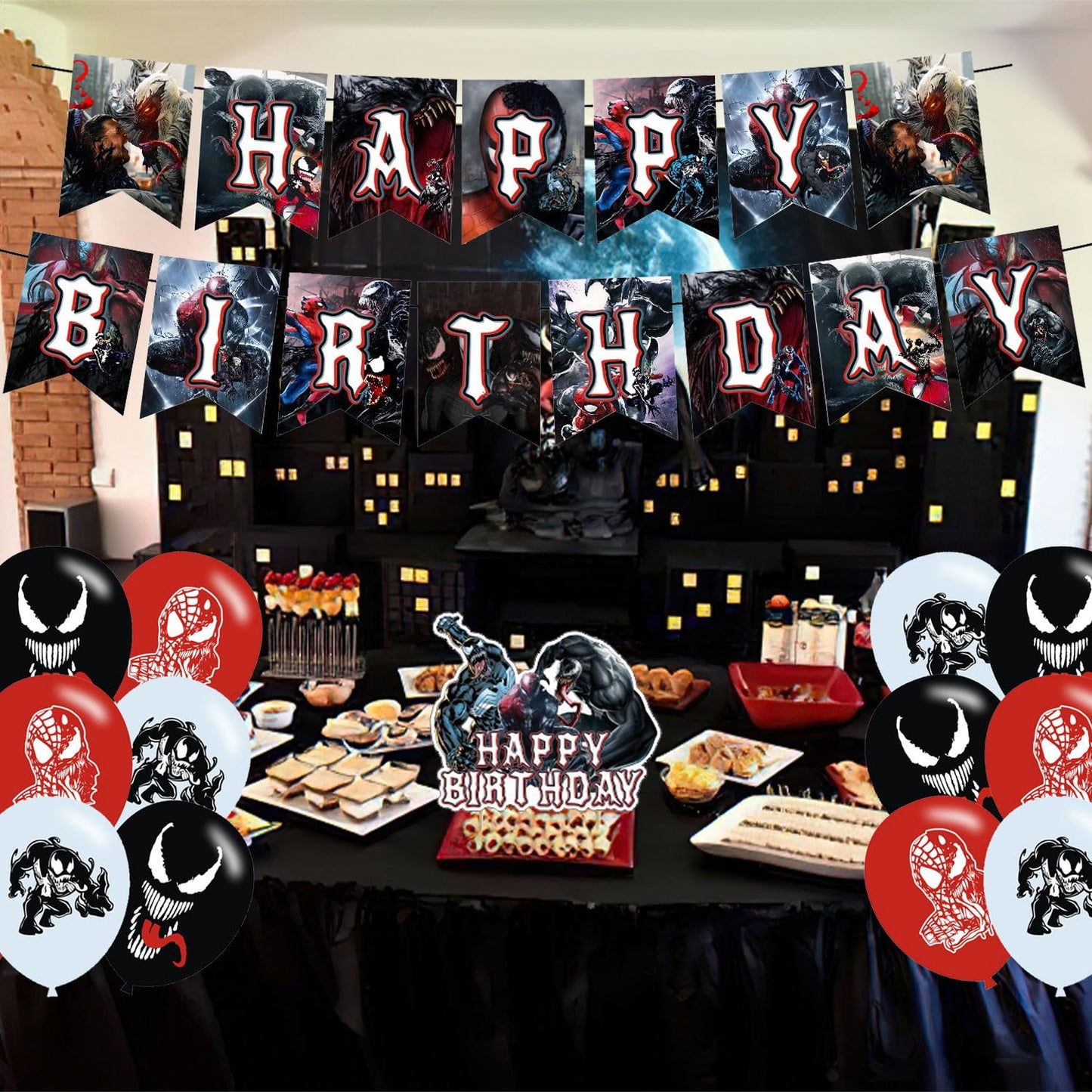 karg ?????????? Birthday Decorations ?????????? 3 Party Supplies Include Happy Birthday Banner, Cake Topper and Cupcake Toppers, Balloons for Kids Party Decor