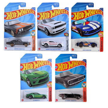 Hot Wheels 2022 Muscle Cars 5-Pack Bundle- Dodge Charger, '69 Camaro, Viper & More | Die-Cast Metal 1:64 Scale | Collector’s Limited Release L2593