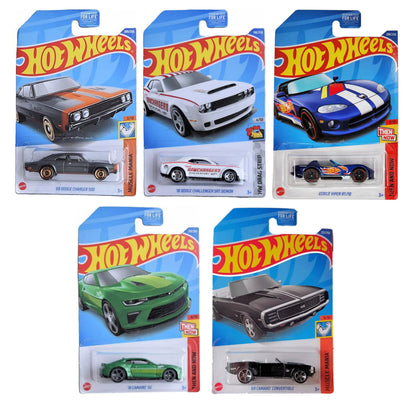 Hot Wheels 2022 Muscle Cars 5-Pack Bundle- Dodge Charger, '69 Camaro, Viper & More | Die-Cast Metal 1:64 Scale | Collector’s Limited Release L2593