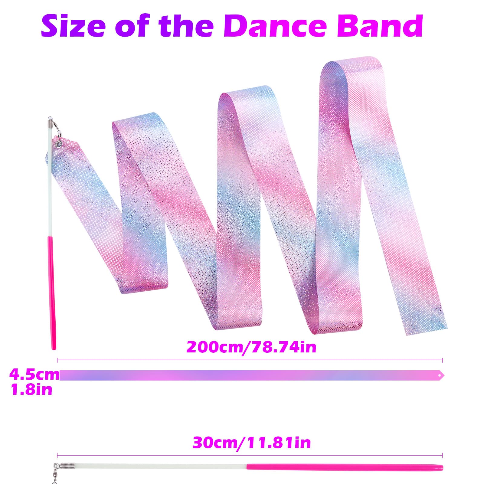 HiUnicorn 14PCS Sparkling Dance Ribbon for Kids Girls Princess Mermaid Ballet Ballerina Gymnastics Birthday Party Favors Decorations, Kids Twirling