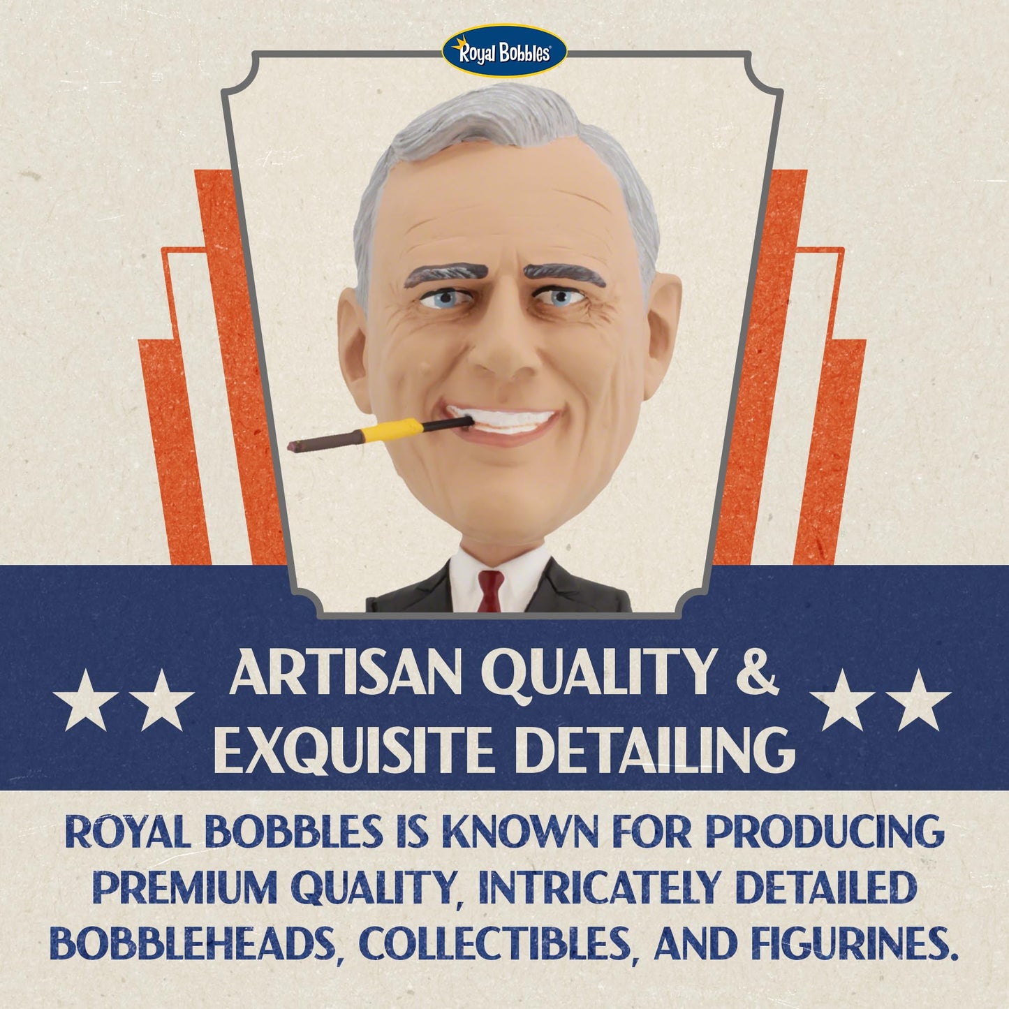 Royal Bobbles Franklin D. Roosevelt, 32nd President of the United States - American History Anniversary Collection - 7 Inches Tall - Collectible