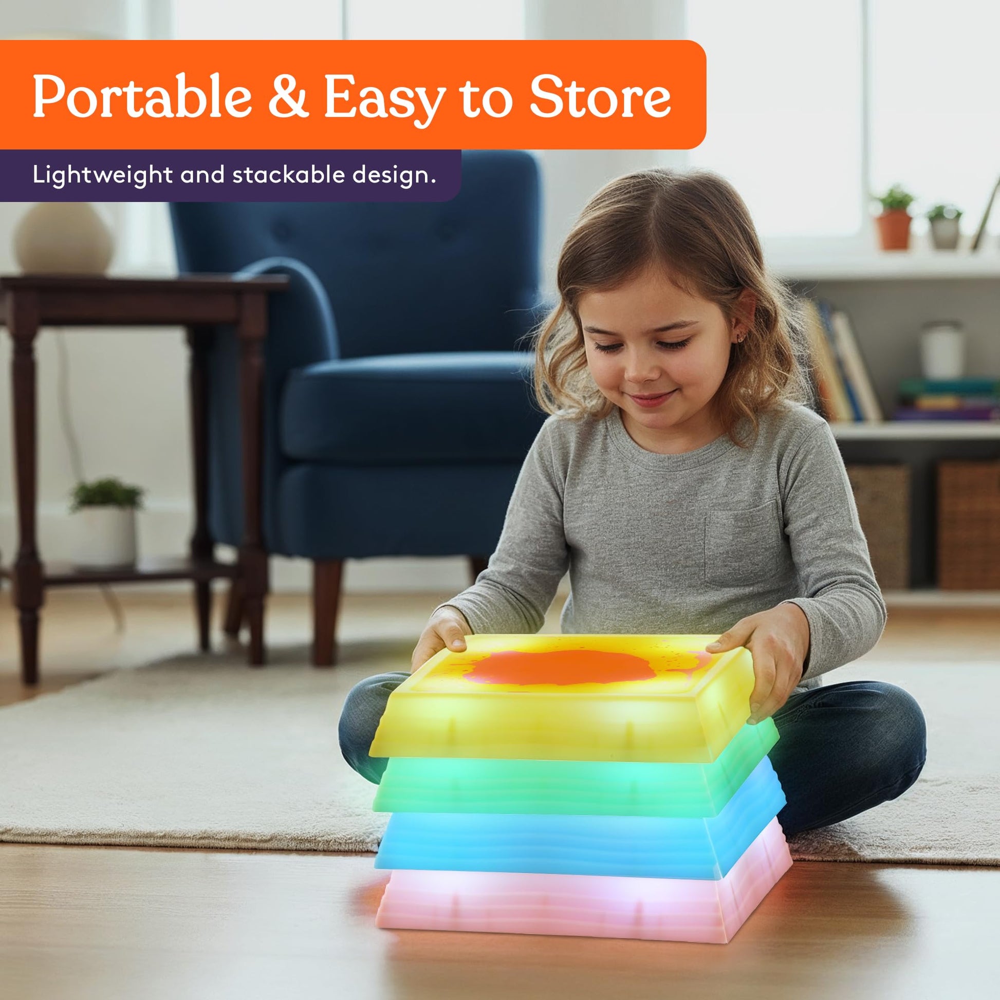 Special Supplies Liquid Gel LED Stepping Stones for Kids - Light-Up Square Balance Blocks - Promote Coordination, Balance, Strength for Children