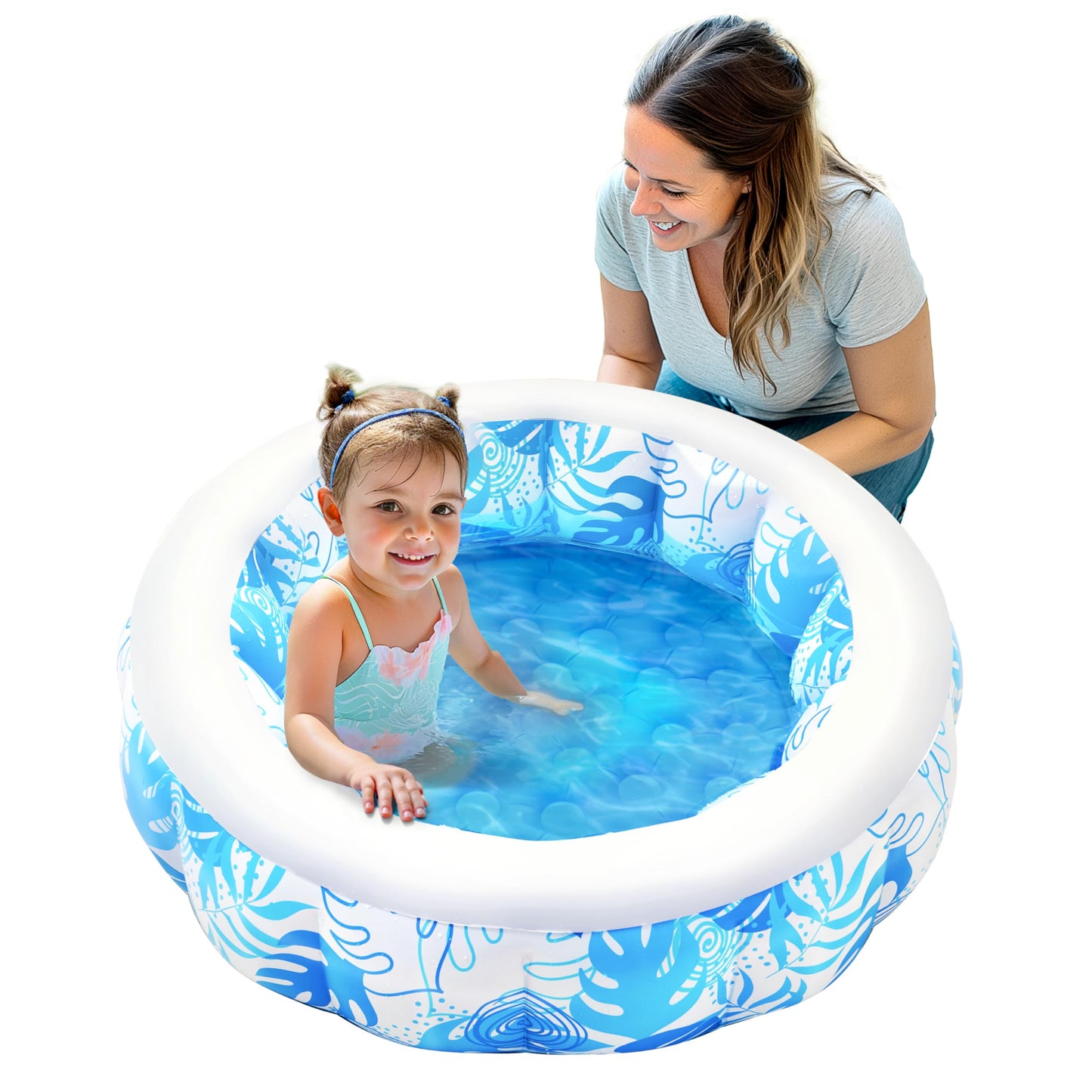SLOOSH Inflatable Kiddie Pool for Kids, 36"x11" Swimming Pool with Soft Pad Floor for Kid & Toddler, Round Blow Up Baby Ball Play Pit Pools for Swim